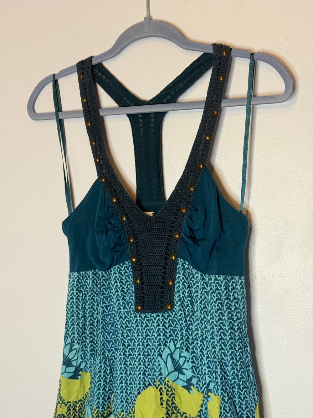 NWT! Y2K Free People green blue crochet short dress Size 6 - Picture 6 of 15